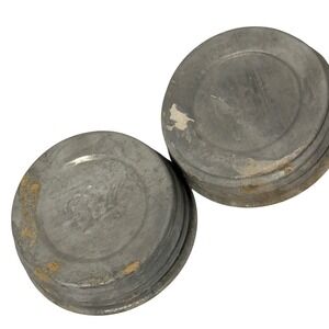 Vintage Ball Zinc Canning Jar Lids with Porcelain Liners Set of 2 Gray 3 Inch